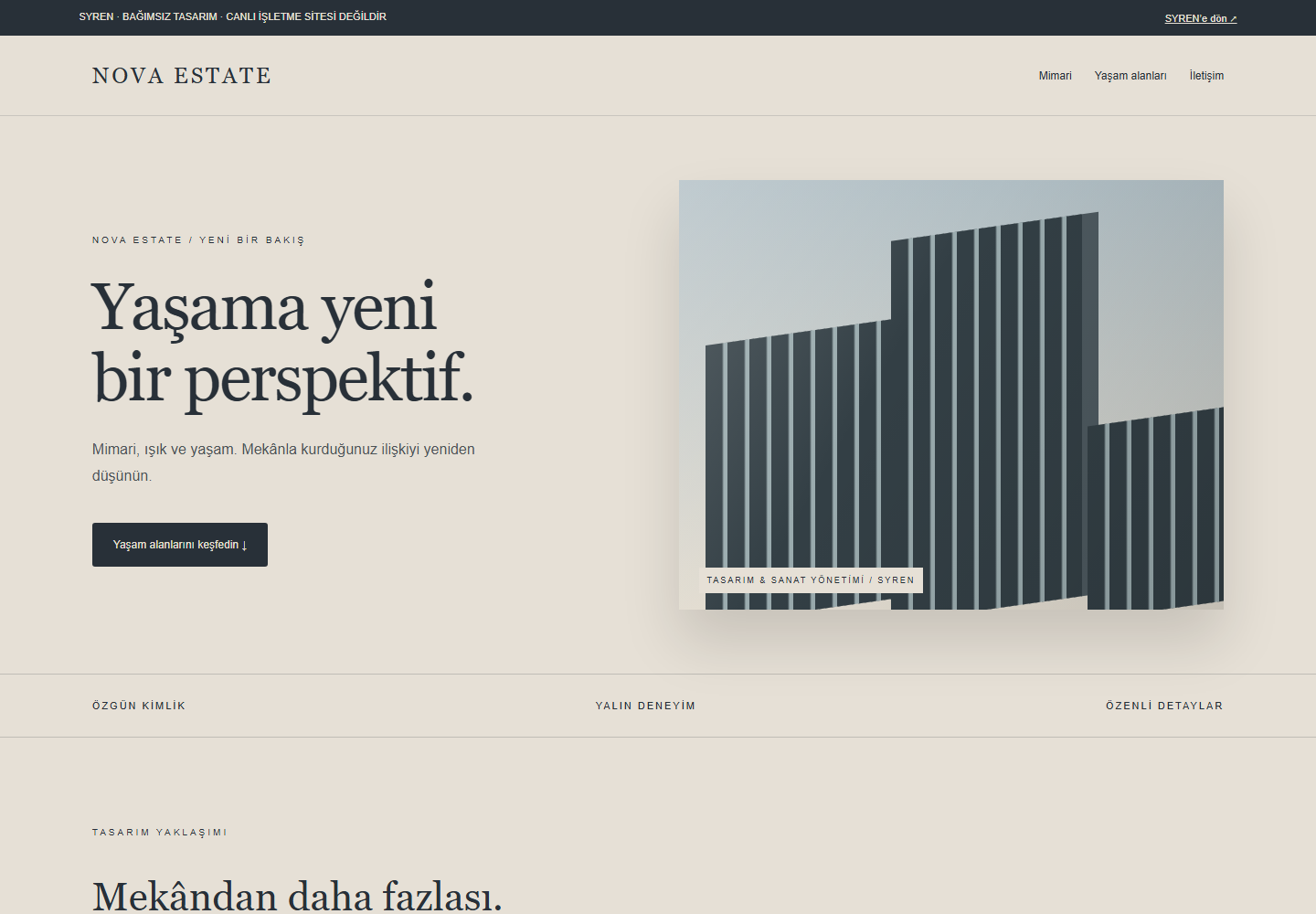 NOVA ESTATE web tasarımının masaüstü ekran görüntüsü